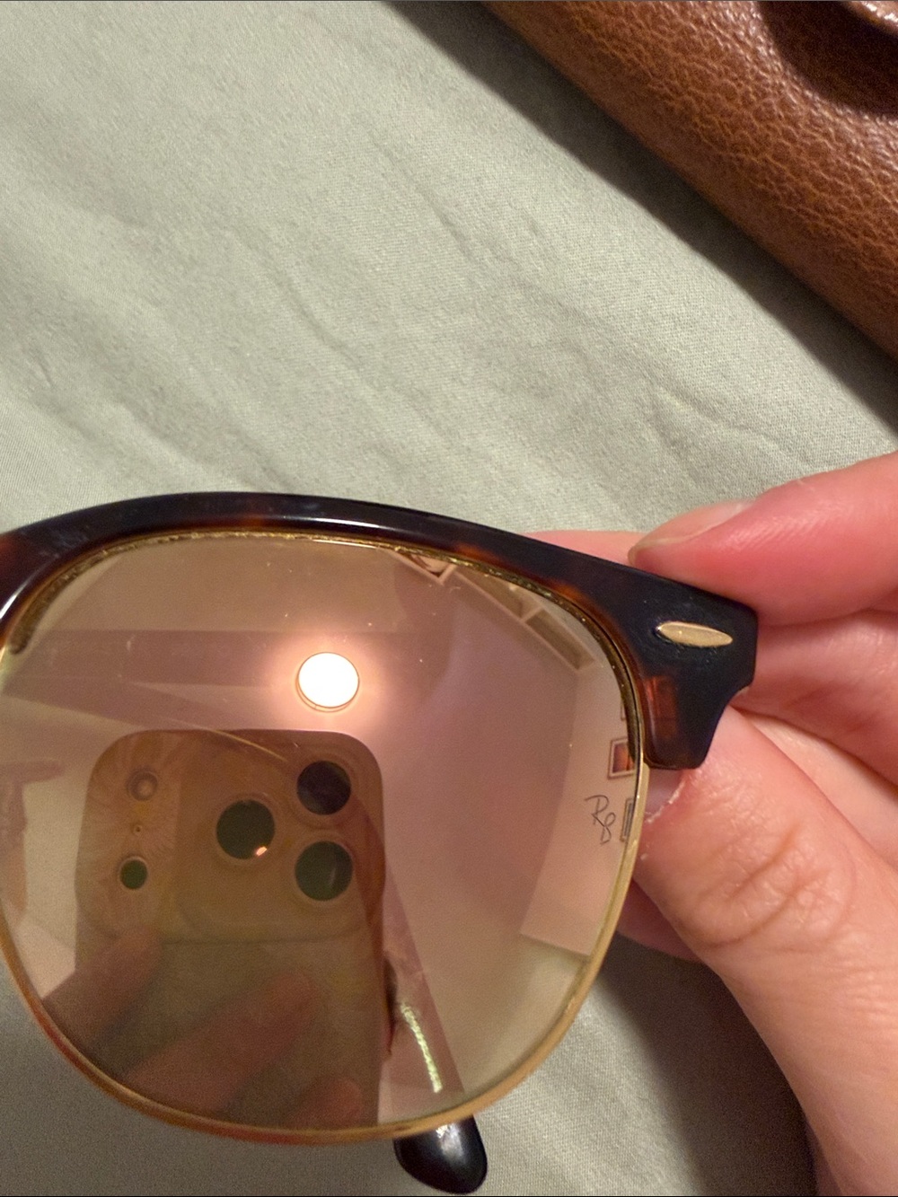 Ray-Ban Clubmaster Sunglasses Tortoise Frame with Rose Gold Lenses - Picture 3 of 5